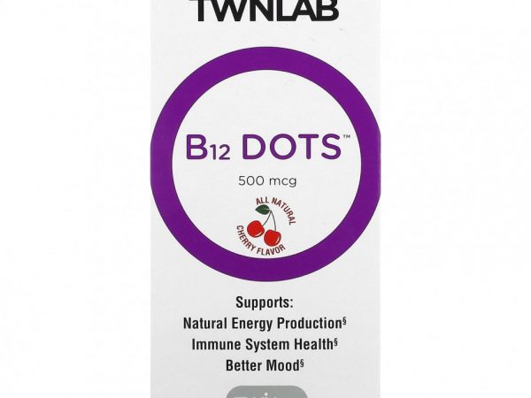 Twinlab, B-12 Dots, вишня, 500 мкг, 250 таблеток