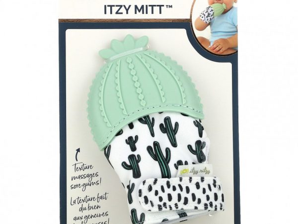 itzy ritzy, Itzy Mitt, пищевой силиконовый прорезыватель для зубов, от 3 месяцев, кактус, 1 прорезыватель для зубов
