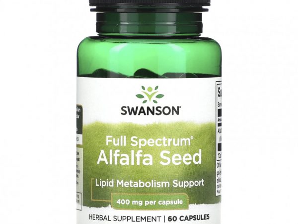 Swanson, Семена люцерны полного спектра, 400 мг, 60 капсул