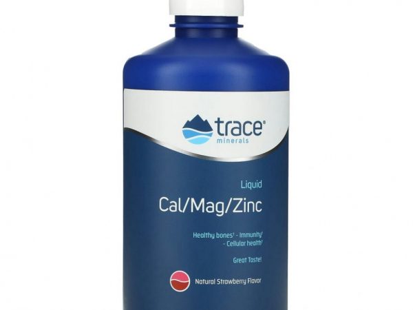 Trace Minerals ®, жидкая добавка с кальцием, магнием и цинком, натуральный клубничный вкус, 946 мл (32 жидк. унции)