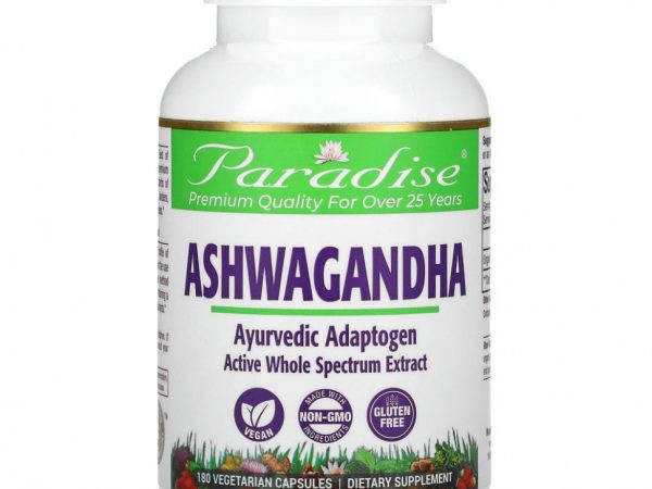 Paradise Herbs, Ашваганда, 180 вегетарианских капсул