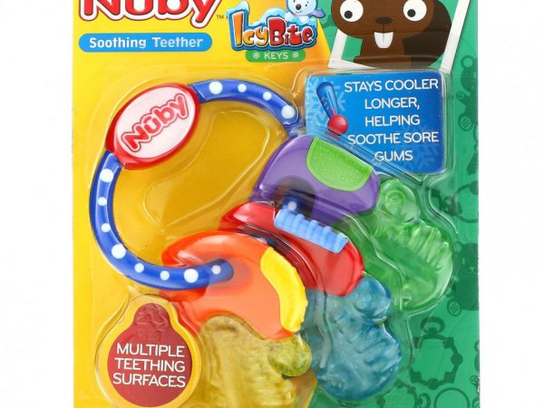 Nuby, Soothing Teether, Icy Bite Keys, Blue, 3+ M, 1 Piece