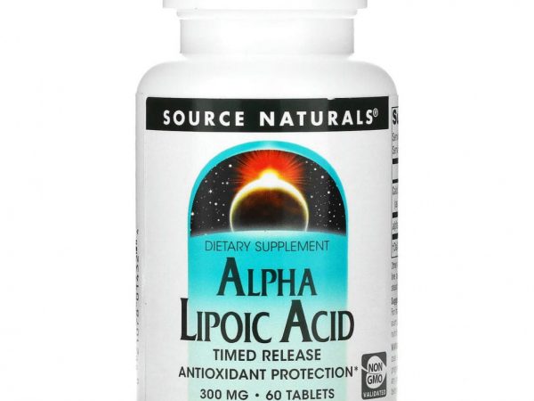 Source Naturals, альфа-липоевая кислота, медленное высвобождение, 300 мг, 60 таблеток