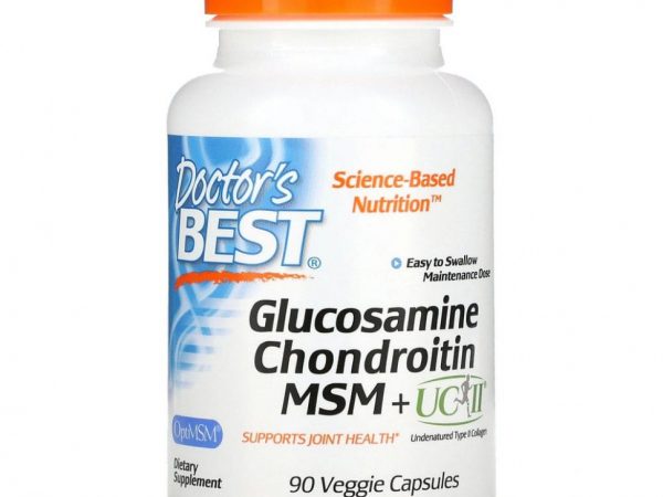 Doctor's Best, Глюкозамин хондроитин, МСМ + UCII, 90 растительных капсул