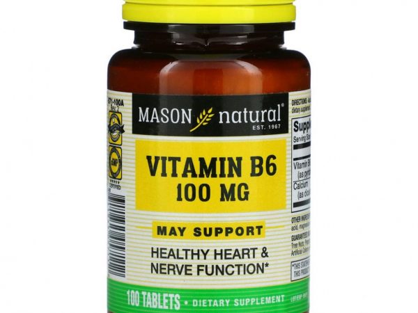 Mason Natural, Витамин В6, 100 мг, 100 таблеток
