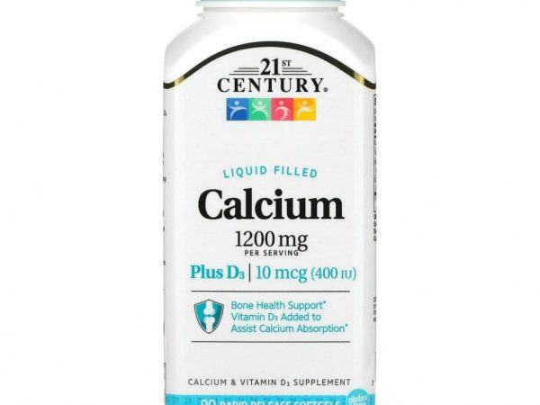21st Century, Жидкий кальций с витамином D3, 600 мг, 90 мягких таблеток с быстрым высвобождением