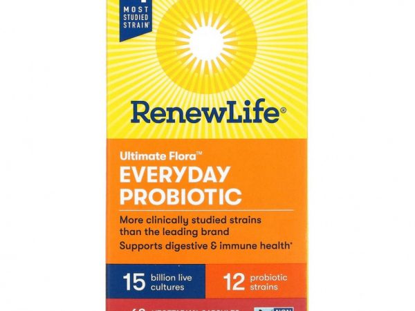 Renew Life, Ultimate Flora, ежедневный пробиотик, 15 млрд КОЕ, 60 вегетарианских капсул