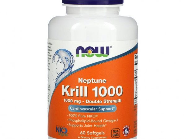 NOW Foods, Крилевый жир Neptune Krill 1000, двойная эффективность, 1000 мг, 60 мягких желатиновых капсул