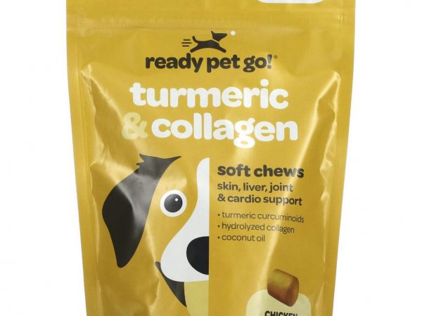 Ready Pet Go, Жевательные таблетки с куркумой и куркумином, Поддержка тазобедренных суставов и суставов для собак, для всех возрастов, бекон и сыр, 90 мягких жевательных таблеток