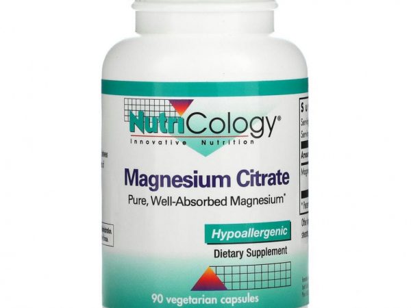 Nutricology, цитрат магния, 90 вегетарианских капсул