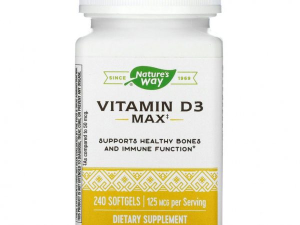 Nature's Way, витамин D3, 125 мкг, 240 капсул