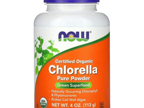 NOW Foods, сертифицированная органическая хлорелла, чистый порошок, 113 г (4 фунта)