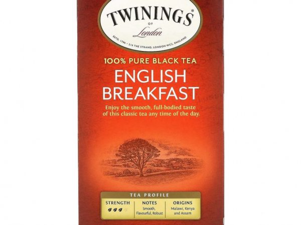 Twinings, 100% чистый черный чай «Английский завтрак», 25 чайных пакетиков, 50 г (1,76 унции)