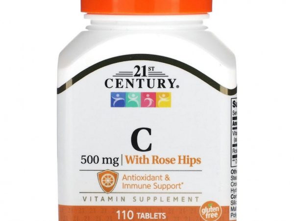 21st Century, Витамин С с плодами шиповника, 500 мг, 110 таблеток