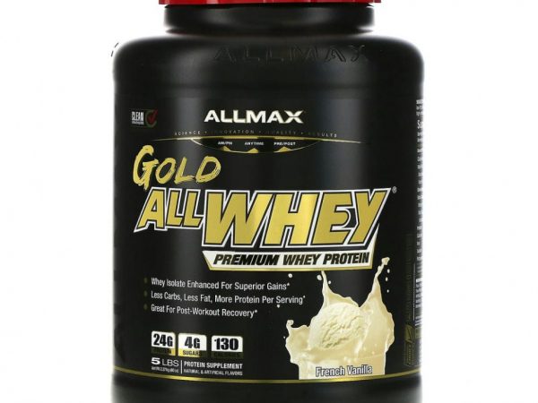 ALLMAX Nutrition, AllWhey Gold, 100% сывороточный протеин + изолят сывороточного протеина премиального качества, французская ваниль, 2,27 кг (5 фунтов)