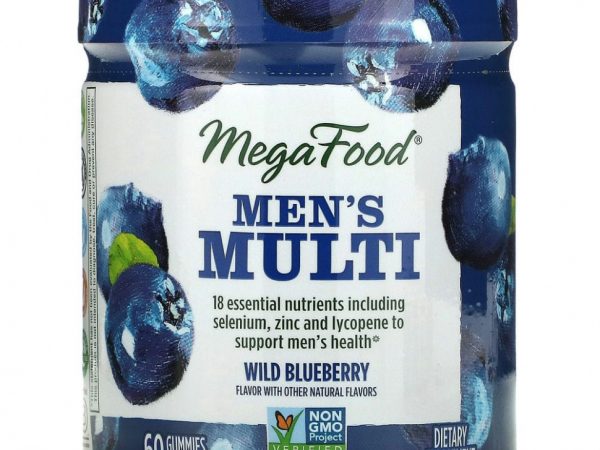 MegaFood, Мультивитамины для мужчин, дикая голубика, 60 жевательных таблеток