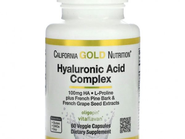 California Gold Nutrition, Комплекс с гиалуроновой кислотой, 60 растительных капсул
