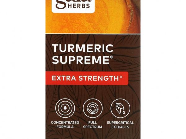 Gaia Herbs, Turmeric Supreme, Extra Strength, куркума, 60 растительных фито-капсул с жидкостью