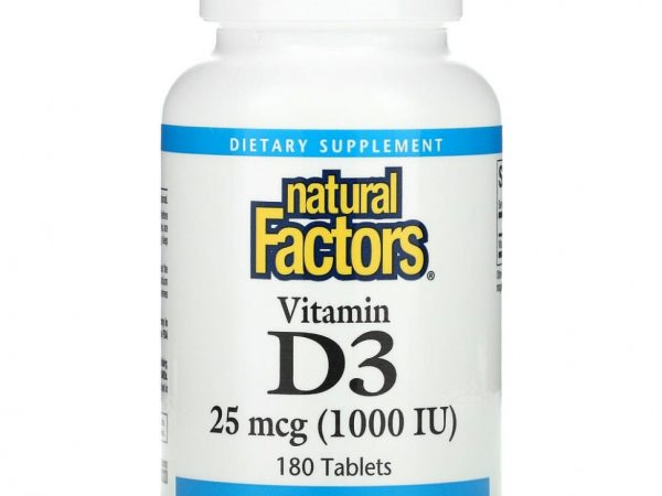 Natural Factors, Витамин D3, 1000 МЕ, 180 таблеток