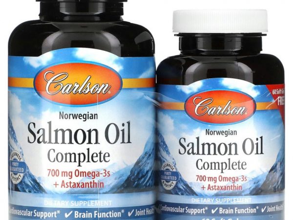 Carlson Labs, Жир норвежского лосося, 120 мягких желатиновых капсул + 60 капсул в подарок