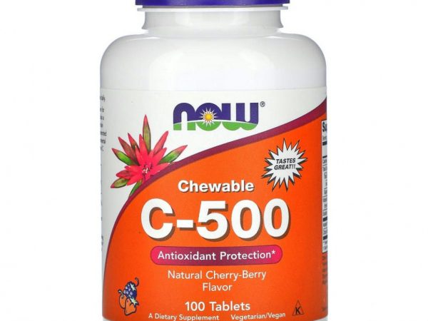 NOW Foods, Chewable C-500, жевательный витамин C со вкусом натуральной вишни, 100 таблеток