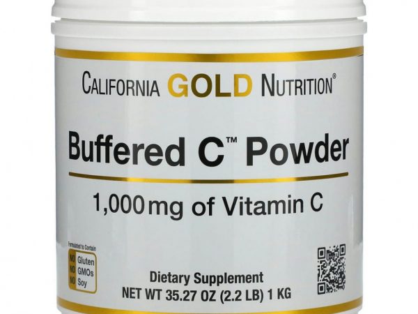 California Gold Nutrition, Buffered Gold C, некислый буферизованный витамин C в форме порошка, аскорбат натрия, 1000 мг, 1 кг (2,2 фунта)