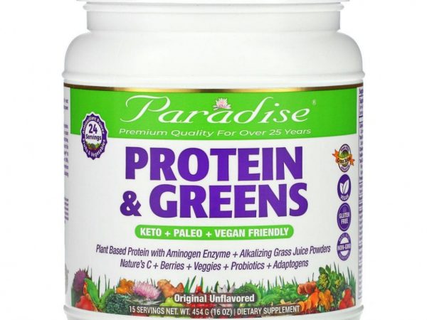 Paradise Herbs, Протеин и зелень, оригинальный вкус, без добавок, 454 г (16 унций)
