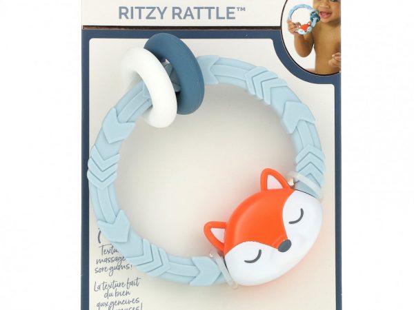 itzy ritzy, Ritzy Rattle, силиконовый прорезыватель с погремушкой, для детей от 3 месяцев, лисичка, 1 шт.