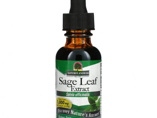 Nature's Answer, экстракт листьев шалфея, без спирта, 1000 мг, 30 мл (1 жидк. унция)