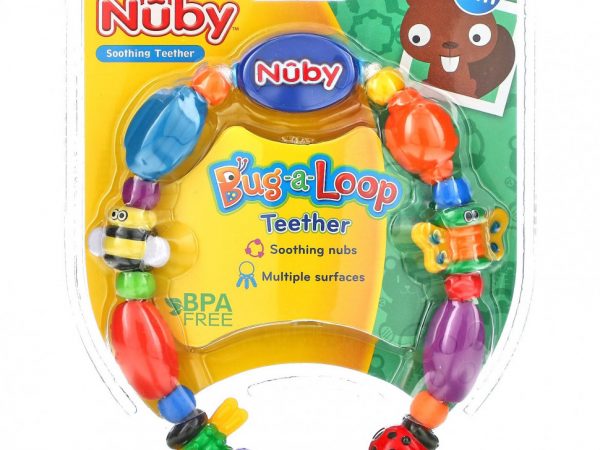 Nuby, Bug-a-Loop, прорезыватель для зубов, для детей от 3 месяцев, 1 шт.