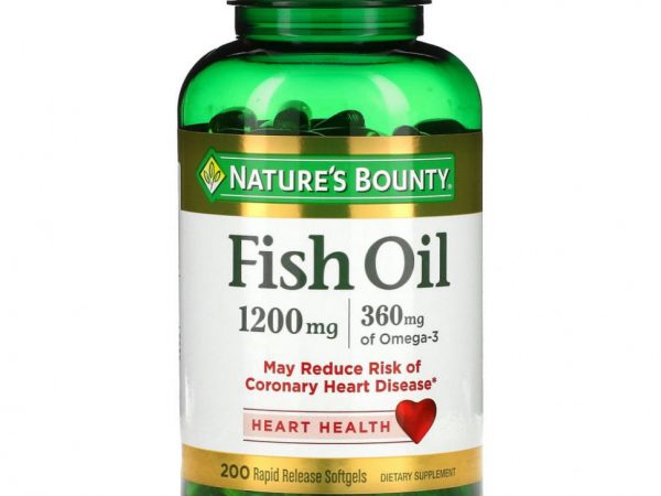 Nature's Bounty, Рыбий жир, 1200 мг, 200 мягких таблеток быстрого высвобождения