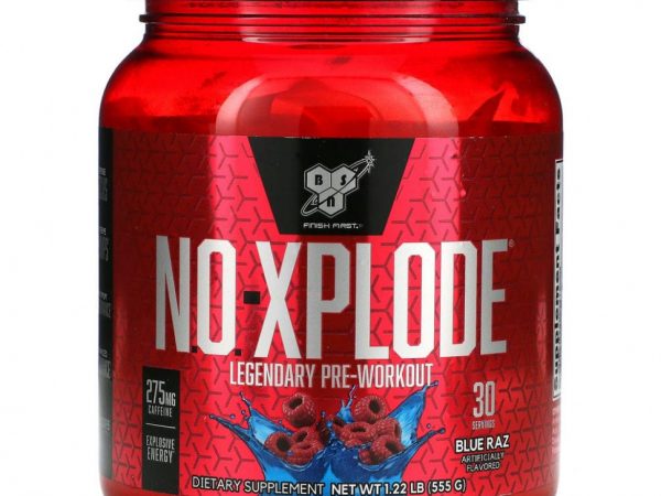 BSN, N.O.-Xplode, легендарная предтренировочная добавка, голубая малина, 555 г (1,22 фунта)