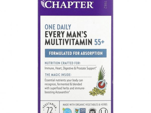 New Chapter, One Daily Every Man's, мультивитамины для мужчин старше 55 лет, 72 вегетарианские таблетки