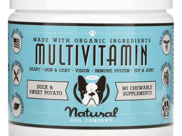 Natural Dog Company, Мультивитамины, для всех возрастов, утка и батат, 90 жевательных таблеток, 284 г (10 унций)
