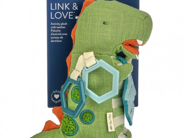 itzy ritzy, Link & Love, Activity Plush With Teether, 0+ Months, Dino, 1 Teether