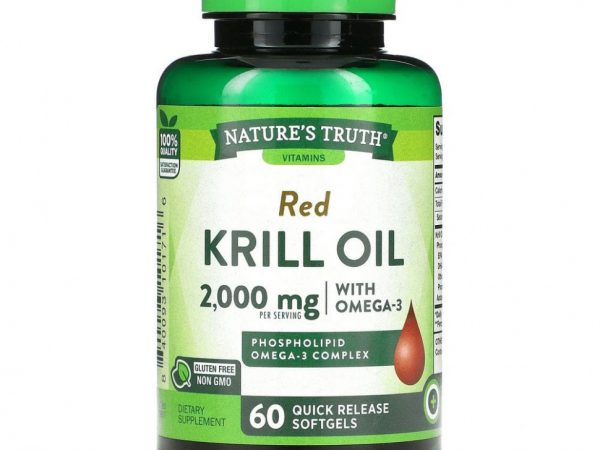 Nature's Truth, Масло красного криля с омега-3, 2000 мг, 60 капсул быстрого действия