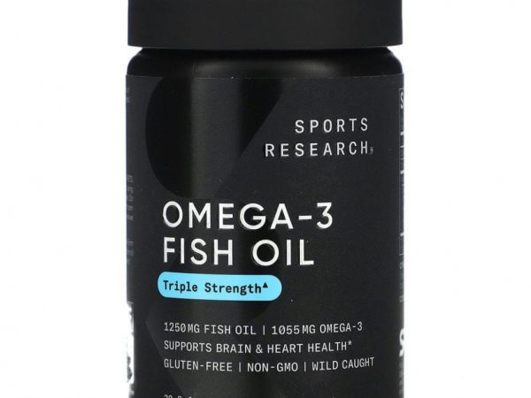 Sports Research, Рыбий жир тройной силы с омега-3, 30 мягких таблеток