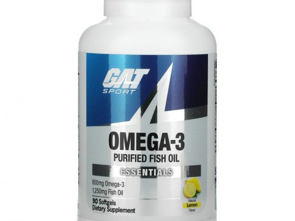 GAT, Омега-3, лимон, 90 мягких капсул