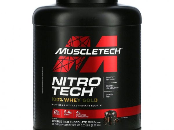 Muscletech, Nitro Tech, 100% Whey Gold, сывороточный протеин в порошке, двойной шоколад, 2,51 кг (5,54 фунта)