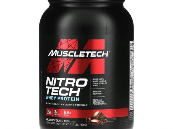 Muscletech, серия Performance, Nitro Tech, основной источник сывороточных пептидов и изолята, вкус молочного шоколада, 998 г (2,20 фунта)