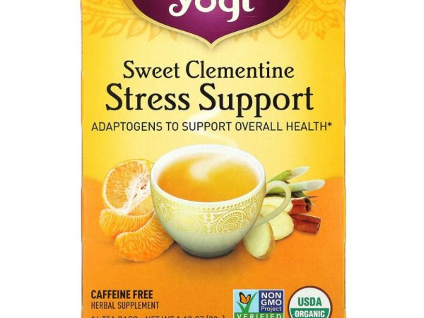 Yogi Tea, поддержка при стрессе, сладкий клементин, без кофеина, 16 чайных пакетиков, 32 г (1,12 унции)