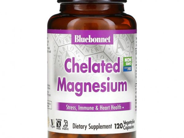 Bluebonnet Nutrition, хелатный магний, 120 растительных капсул