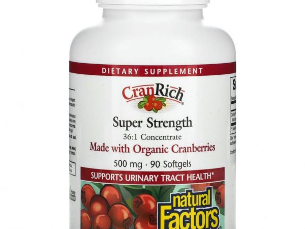 Natural Factors, CranRich, Клюква, Супер сила, 90 гелевых капсул