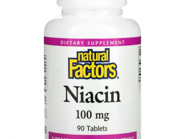 Natural Factors, ниацин, 100 мг, 90 таблеток