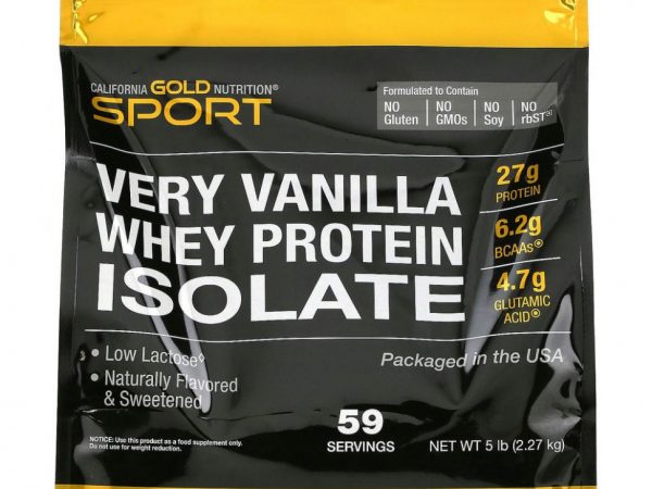 California Gold Nutrition, изолят сывороточного протеина со вкусом ванили, 2270 г (5 фунта)