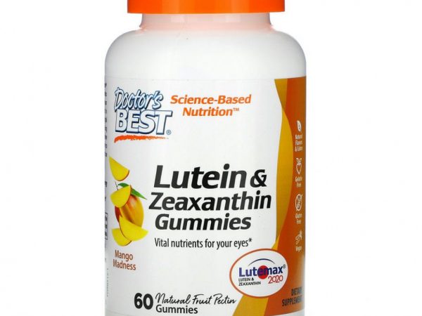 Doctor's Best, Жевательные таблетки с лютеином и зеаксантином, Mango Madness, 60 жевательных таблеток