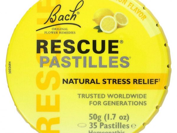 Bach, Original Flower Remedies, Спасательные пастилки, естественное снятие стресса, лимонный вкус, 35 пастилок, 1,7 унции (50 г)
