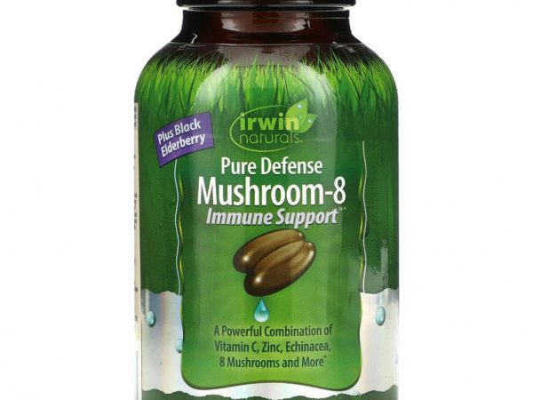 Irwin Naturals, Immune Support, смесь из 8 грибов для защиты иммунной системы, 60 желатиновых капсул