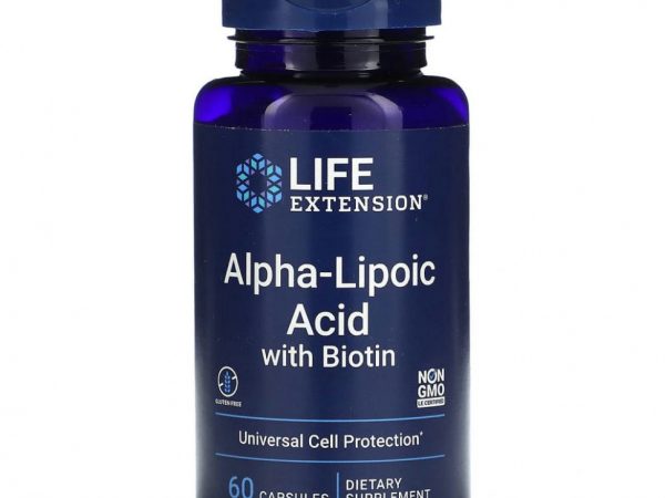 Life Extension, альфа-липоевая кислота с биотином, 60 капсул