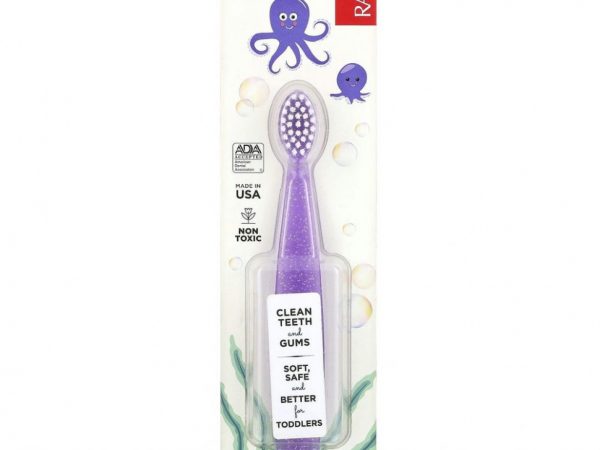 RADIUS, Totz Toothbrush, супермягкая зубная щетка, для малышей от 18 месяцев, лиловая с блестками, 1 шт.
